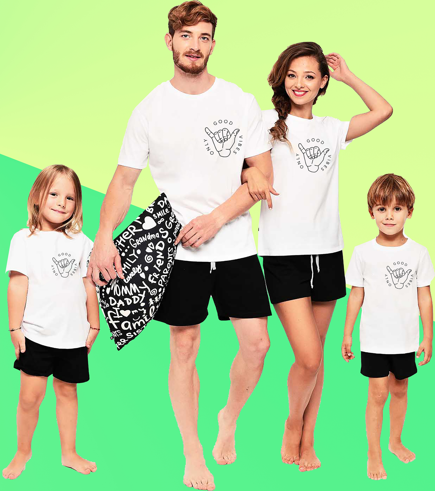 VLAM Good Vibes Only Family Tshirt (Pack Of 4)