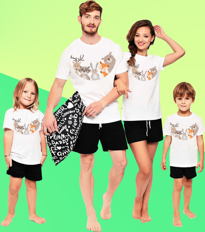 Cute Animal Print Graphic Family Tshirt (Pack Of 4)