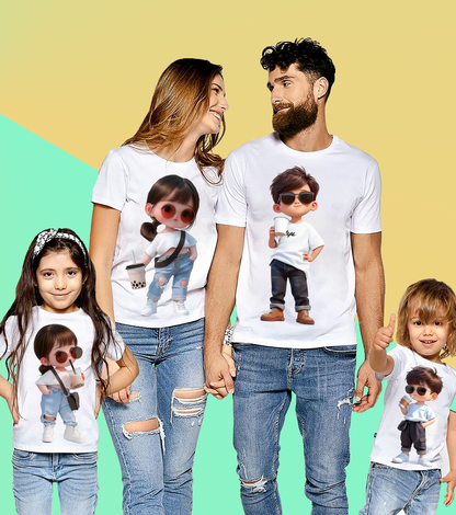 Animated Family Character Print Tshirt (Pack Of 4)