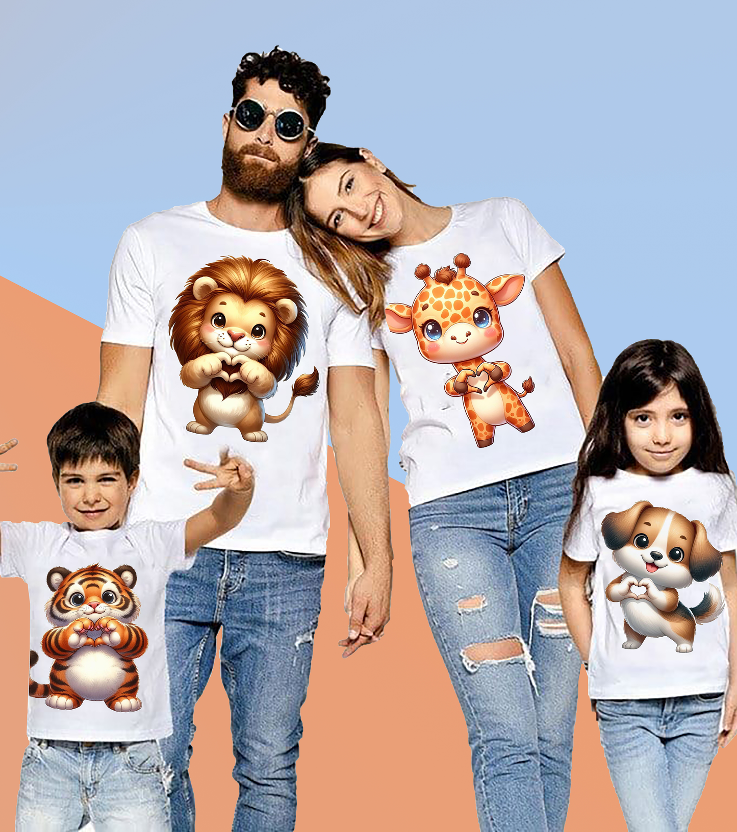 VLAM Animal Printed Family Tshirt (Pack Of 4)