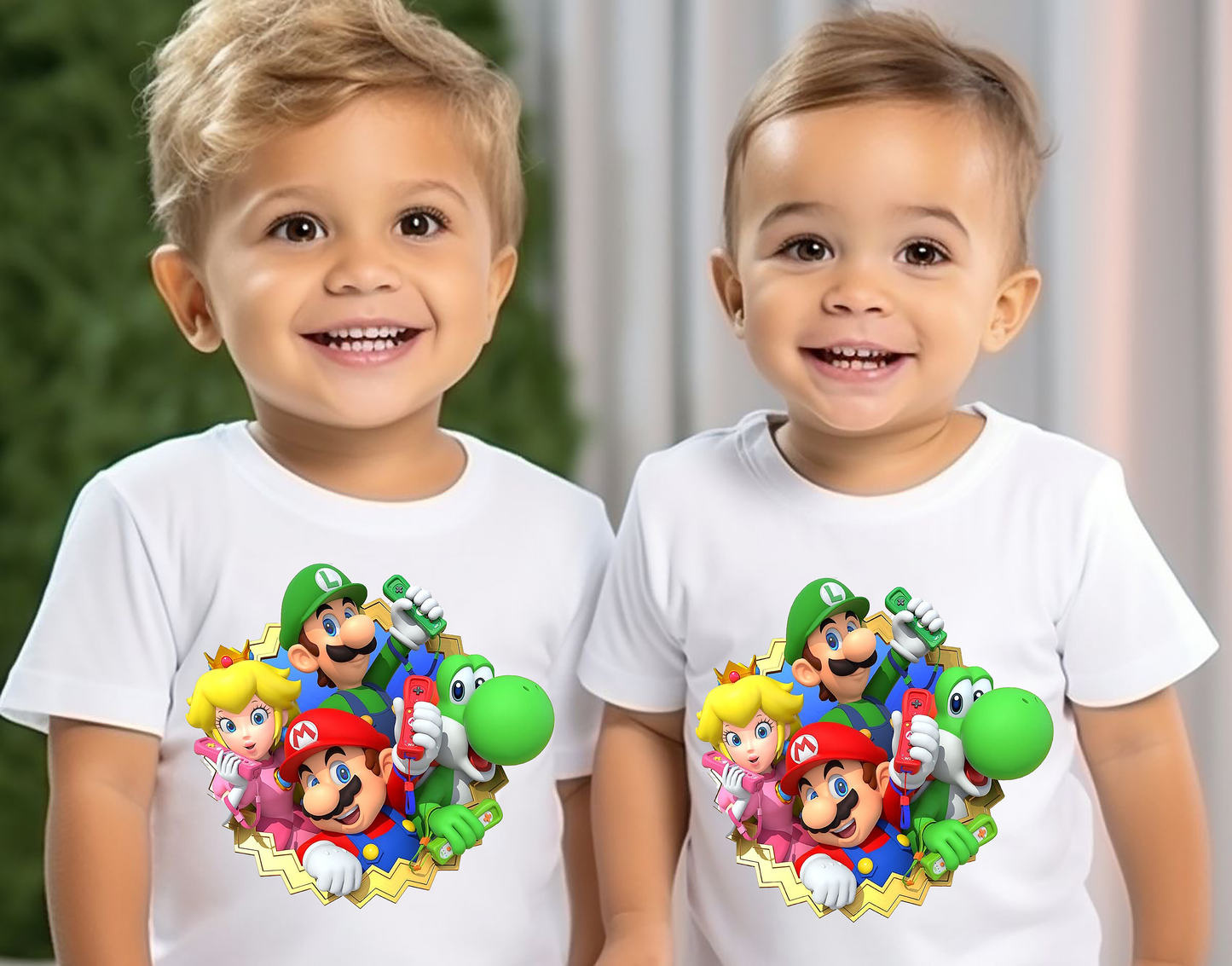 VLAM Mario Cartoon Print Kids Tshirt  (Pack of 2)