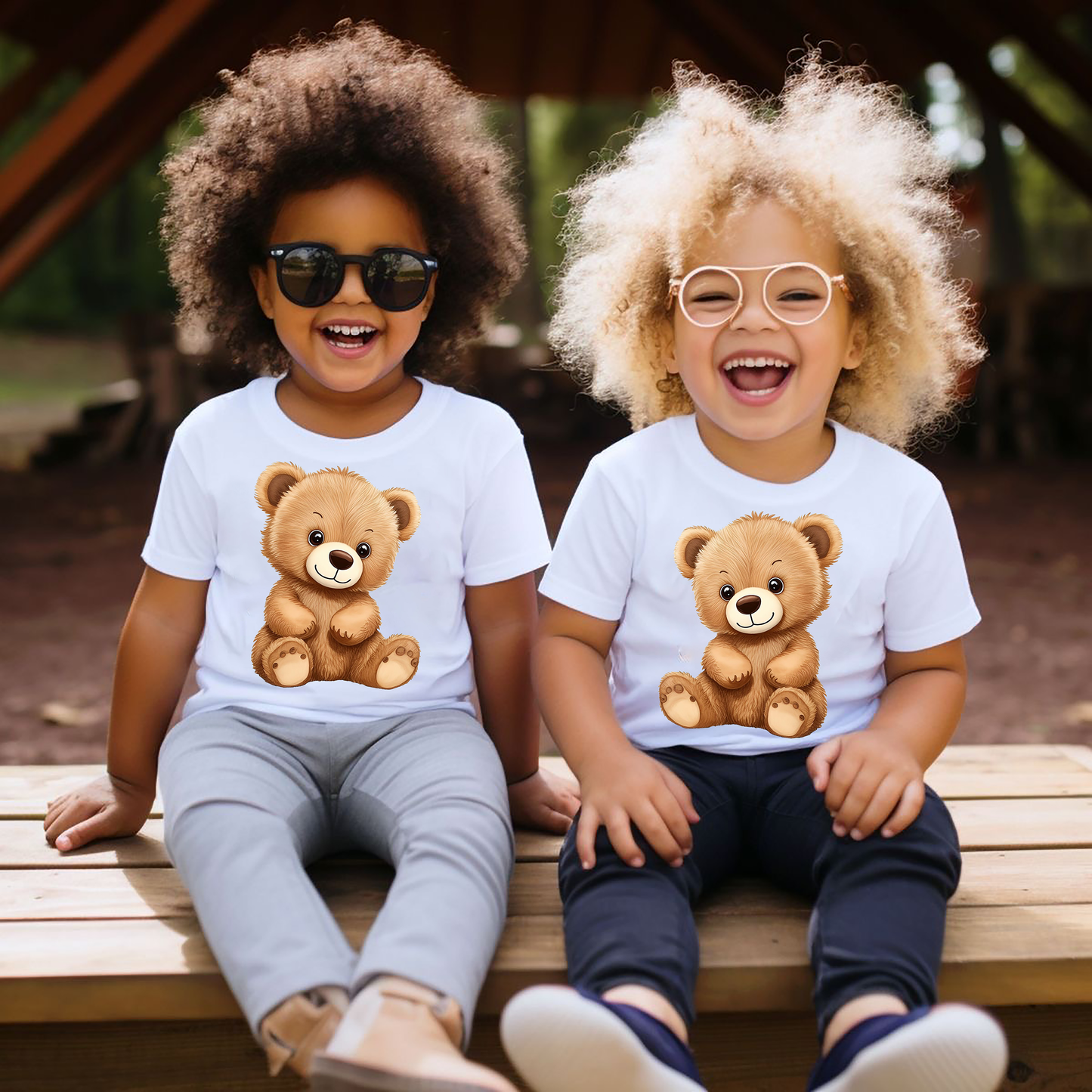 VLAM Cute Teddy Bear Kids Tshirt  (Pack of 2)