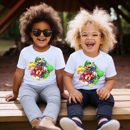 VLAM Mario Cartoon Print Kids Tshirt  (Pack of 2)