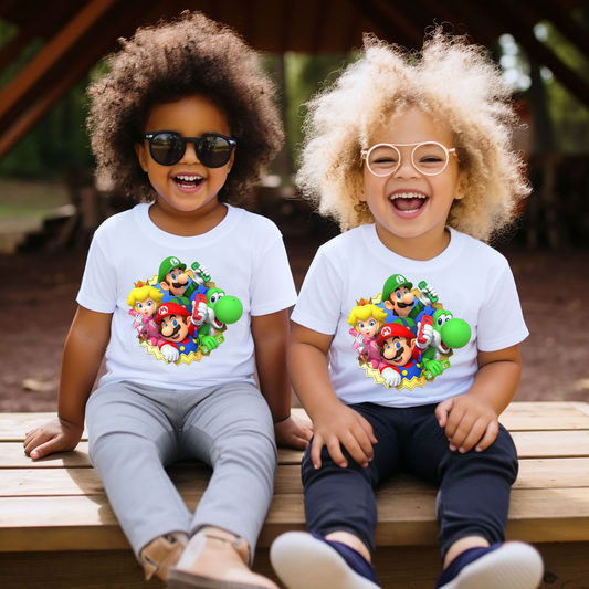 VLAM Mario Cartoon Print Kids Tshirt  (Pack of 2)