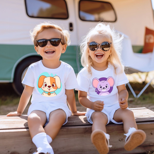 VLAM Cute Cartoon Tshirt For Kids  (Pack of 2)