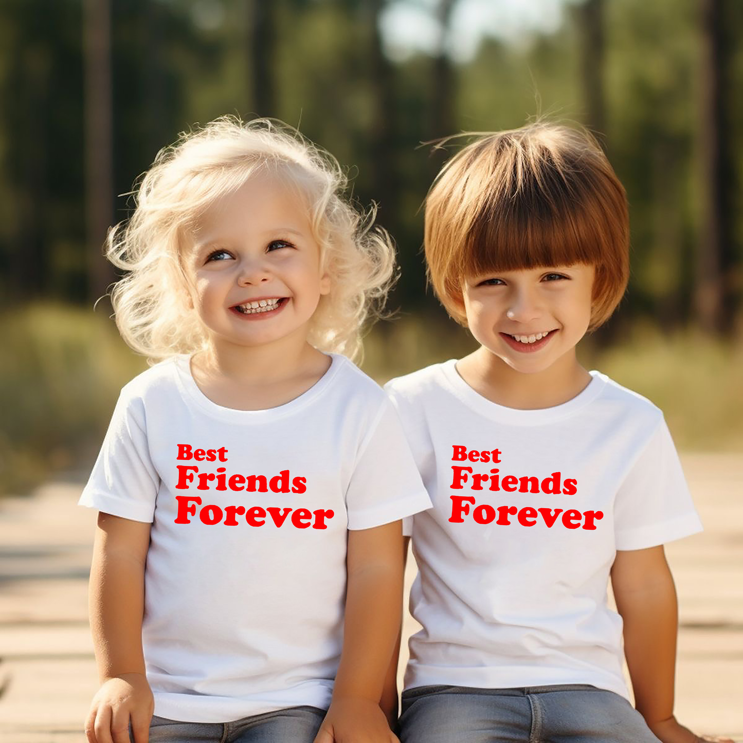 VLAM Best Friends Forever Kids Tshirt  (Pack of 2)