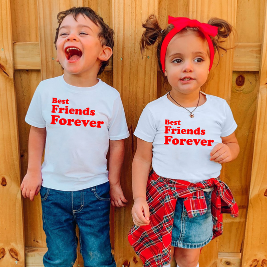 VLAM Best Friends Forever Kids Tshirt  (Pack of 2)