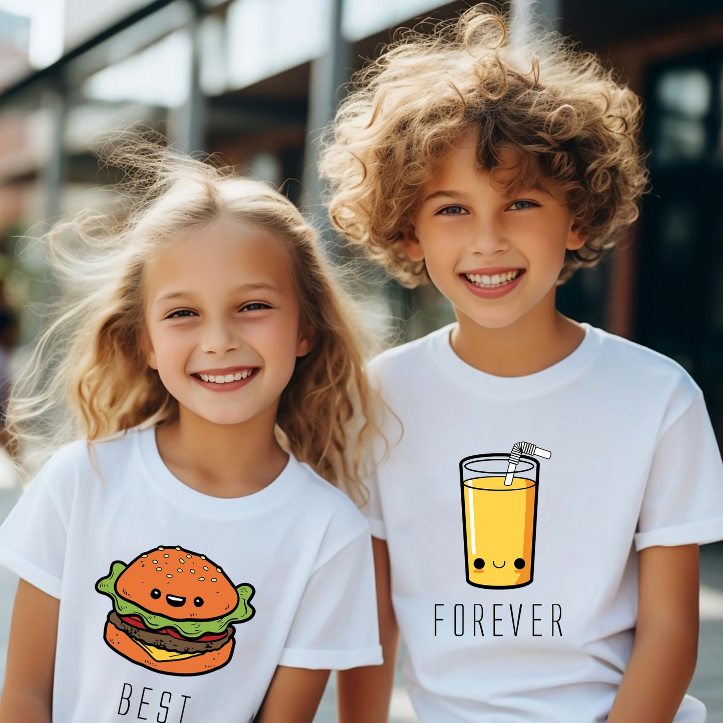 VLAM Foodie Friends Forever Kids Tshirt  (Pack of 2)
