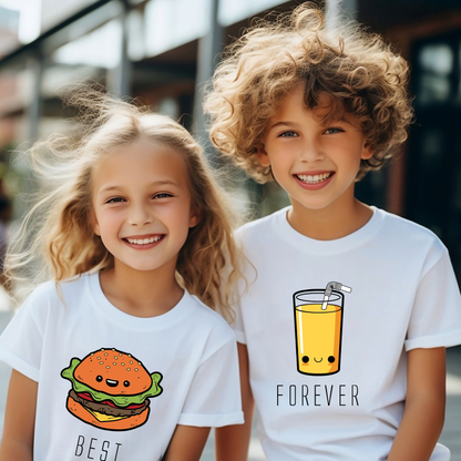 VLAM Foodie Friends Forever Kids Tshirt  (Pack of 2)