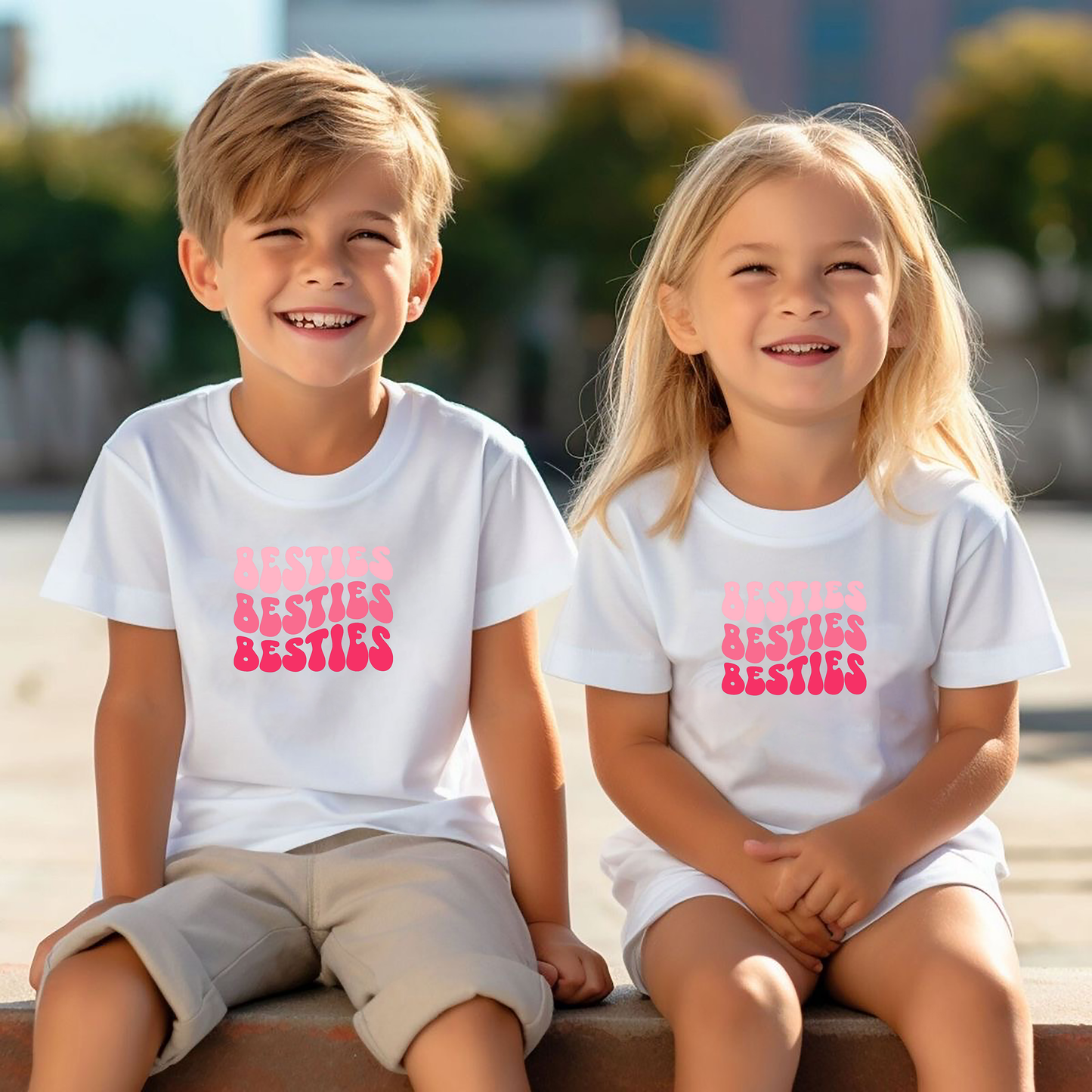 VLAM Besties Printed Kids Tshirt  (Pack of 2)