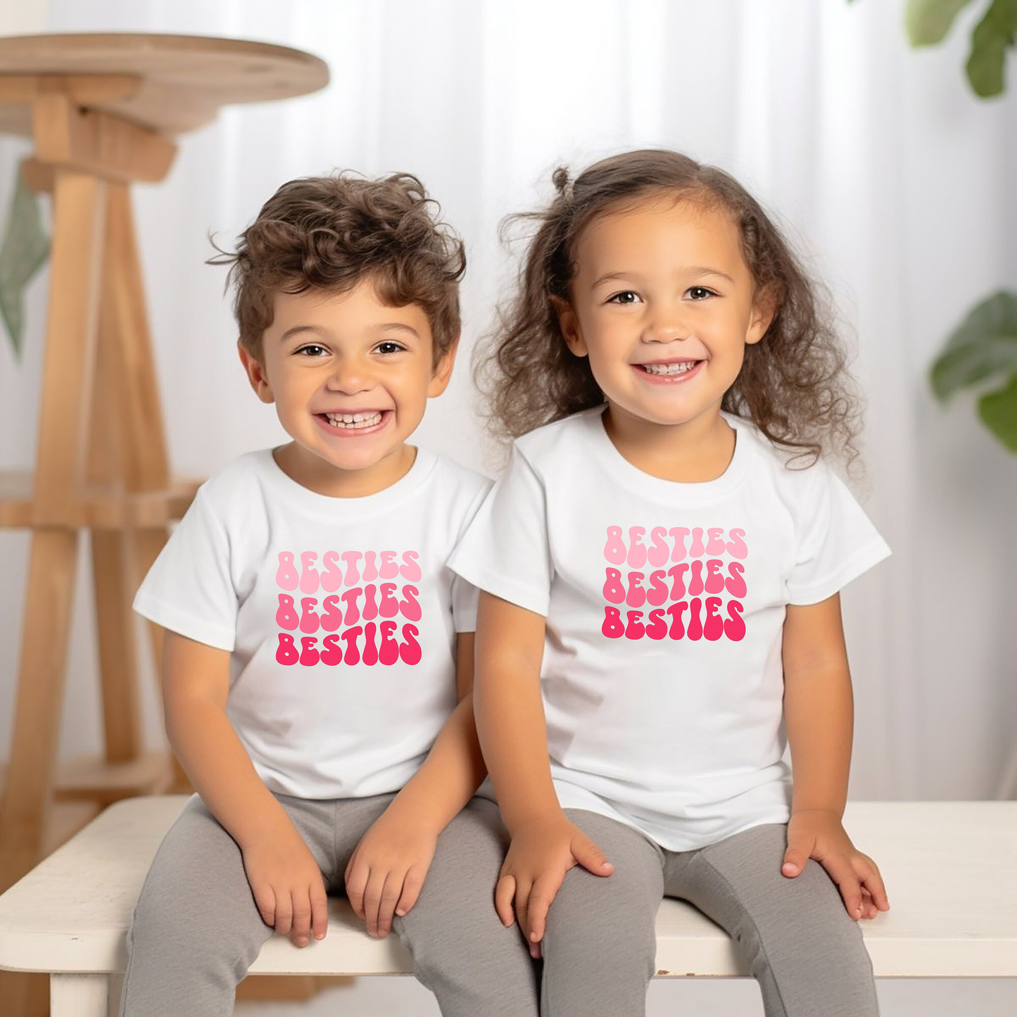 VLAM Besties Printed Kids Tshirt  (Pack of 2)