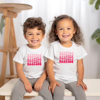 VLAM Besties Printed Kids Tshirt  (Pack of 2)