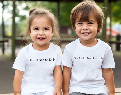 VLAM Blessed Print Cute Kids Tshirt  (Pack of 2)