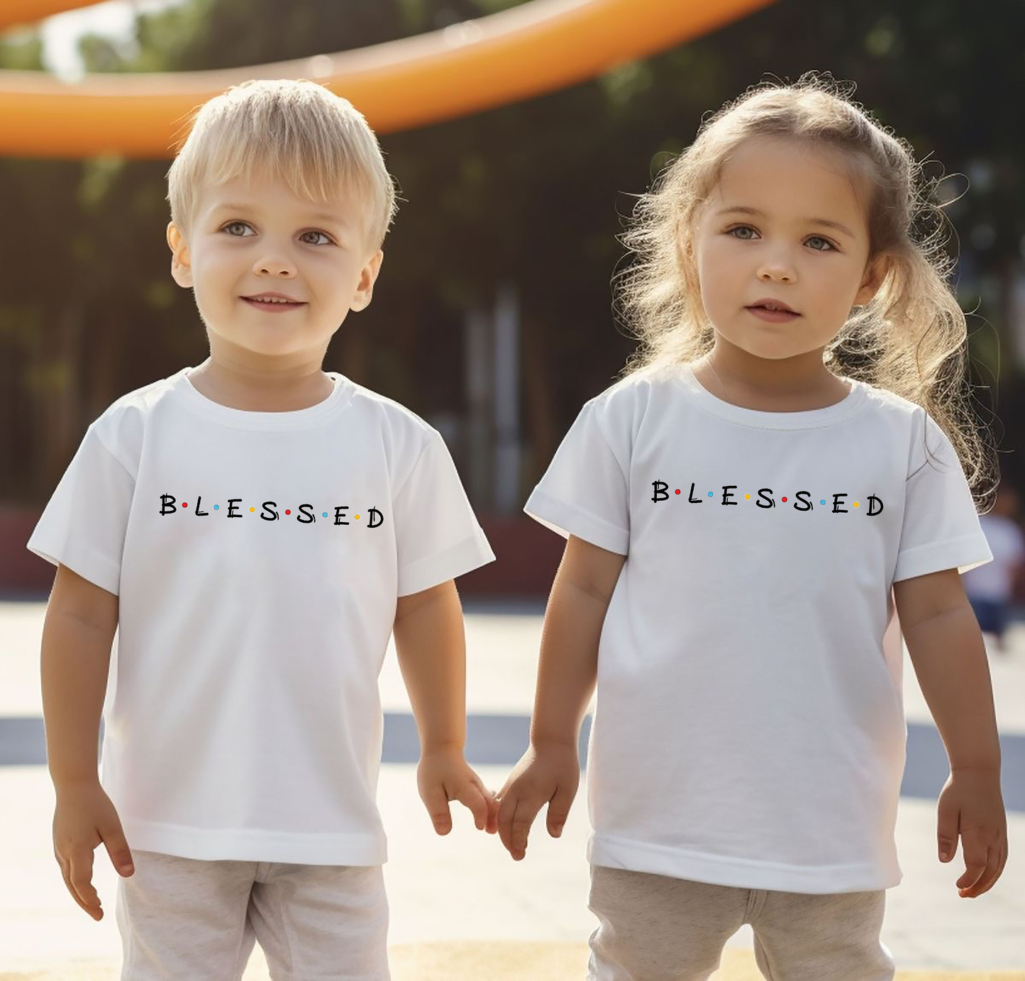 VLAM Blessed Print Cute Kids Tshirt  (Pack of 2)