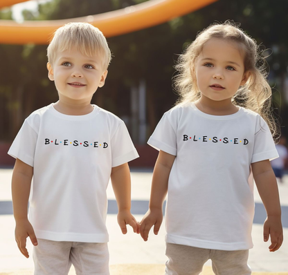 VLAM Blessed Print Cute Kids Tshirt  (Pack of 2)