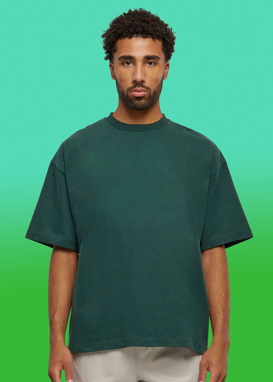 VLAM Bottle Green Solid Oversized Tshirt