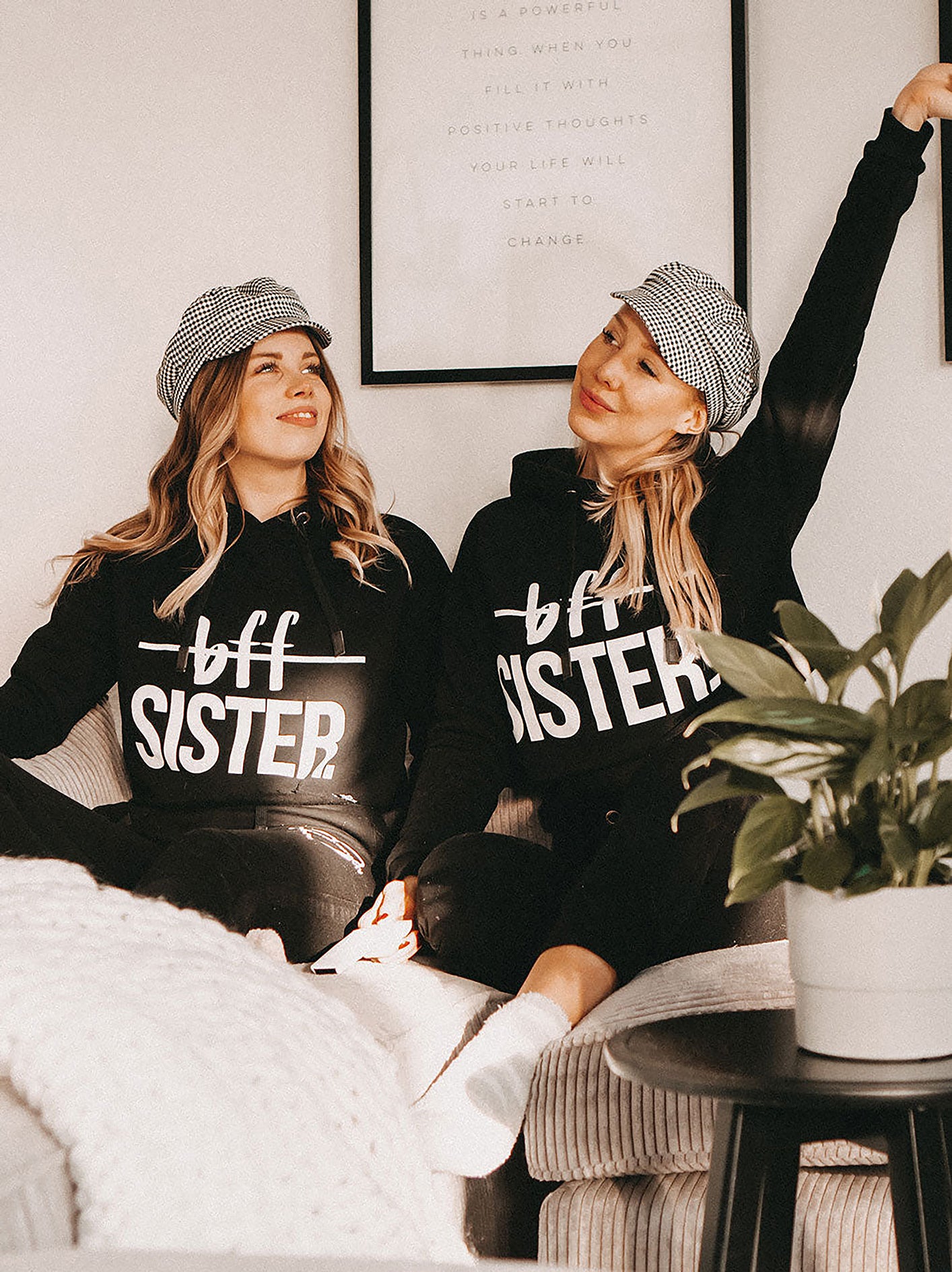 Friends Forever Sisters Black Hoodie