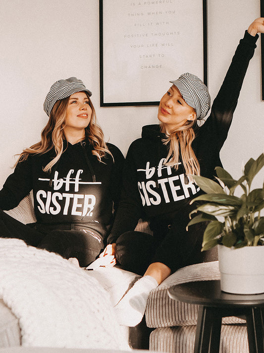 Friends Forever Sisters Black Hoodie