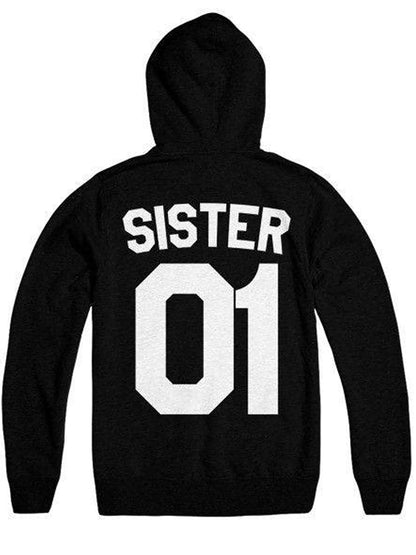 Trendy Sisters Print Black Hoodie
