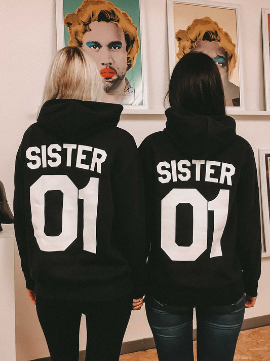 Trendy Sisters Print Black Hoodie