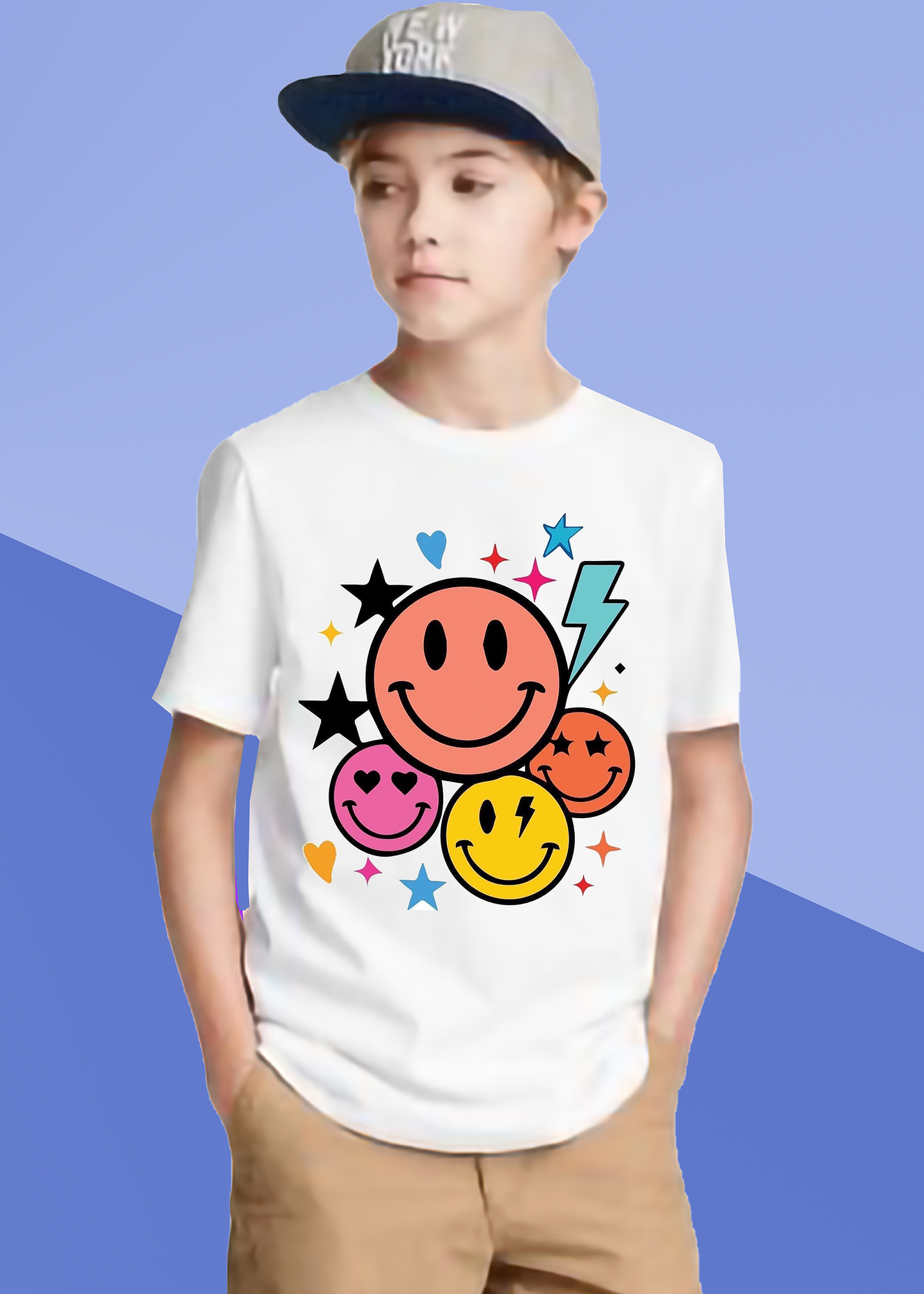 VLAM Colorful Emoji Print Boys Tshirt
