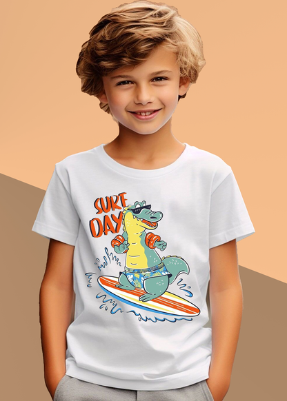 VLAM Dinosaur Surf Day Boys Cartoon Tshirt