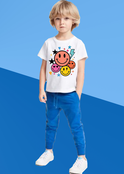 VLAM Colorful Emoji Print Boys Tshirt