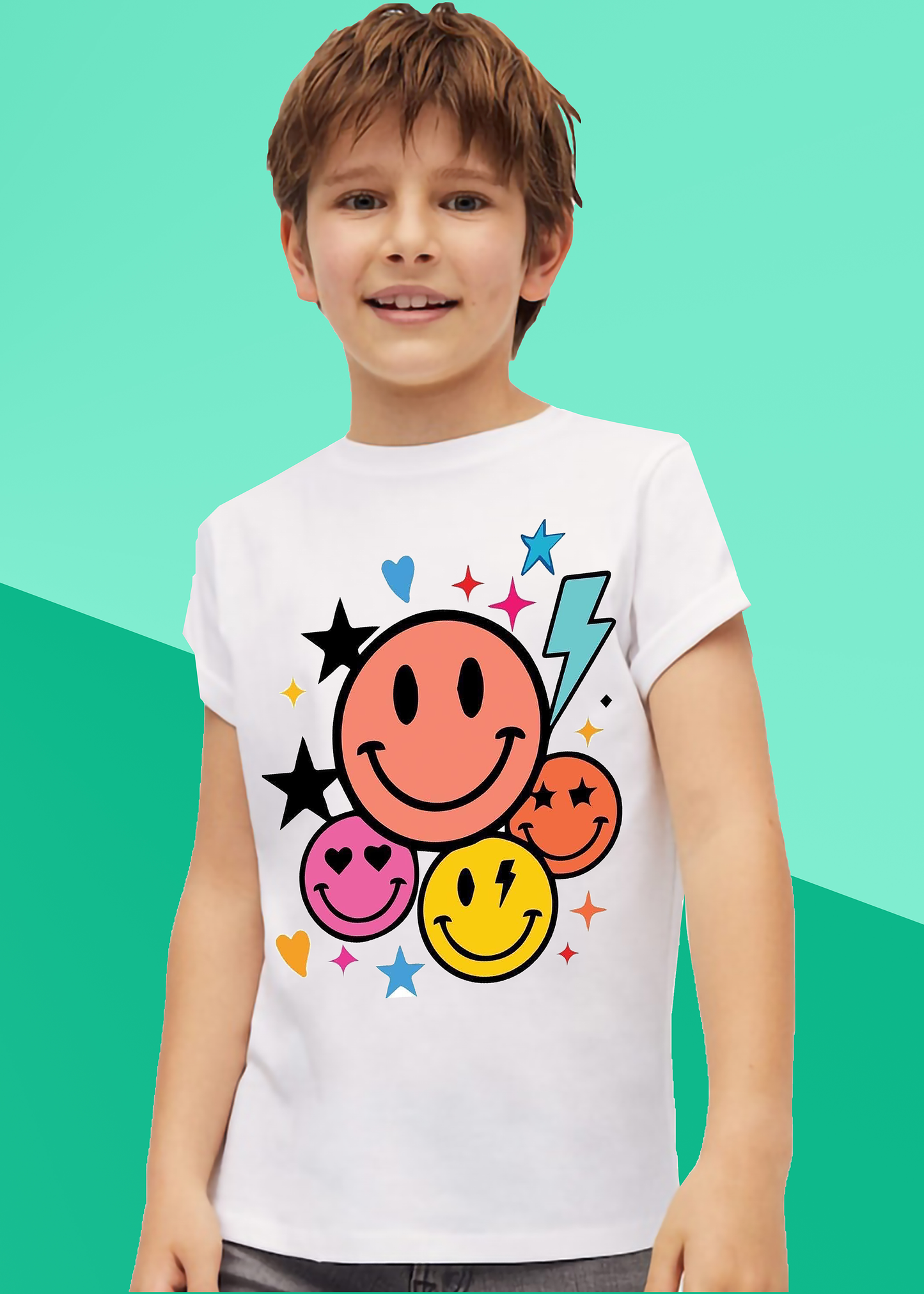 VLAM Colorful Emoji Print Boys Tshirt
