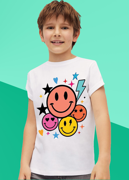VLAM Colorful Emoji Print Boys Tshirt