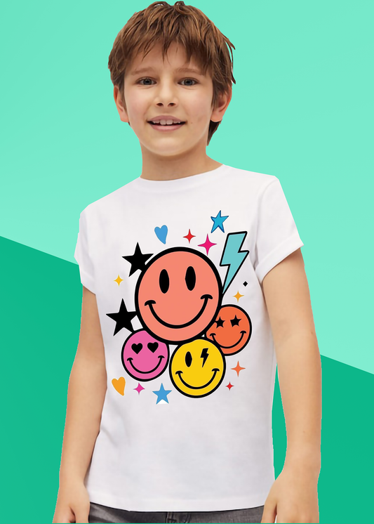 VLAM Colorful Emoji Print Boys Tshirt