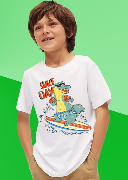 VLAM Dinosaur Surf Day Boys Cartoon Tshirt