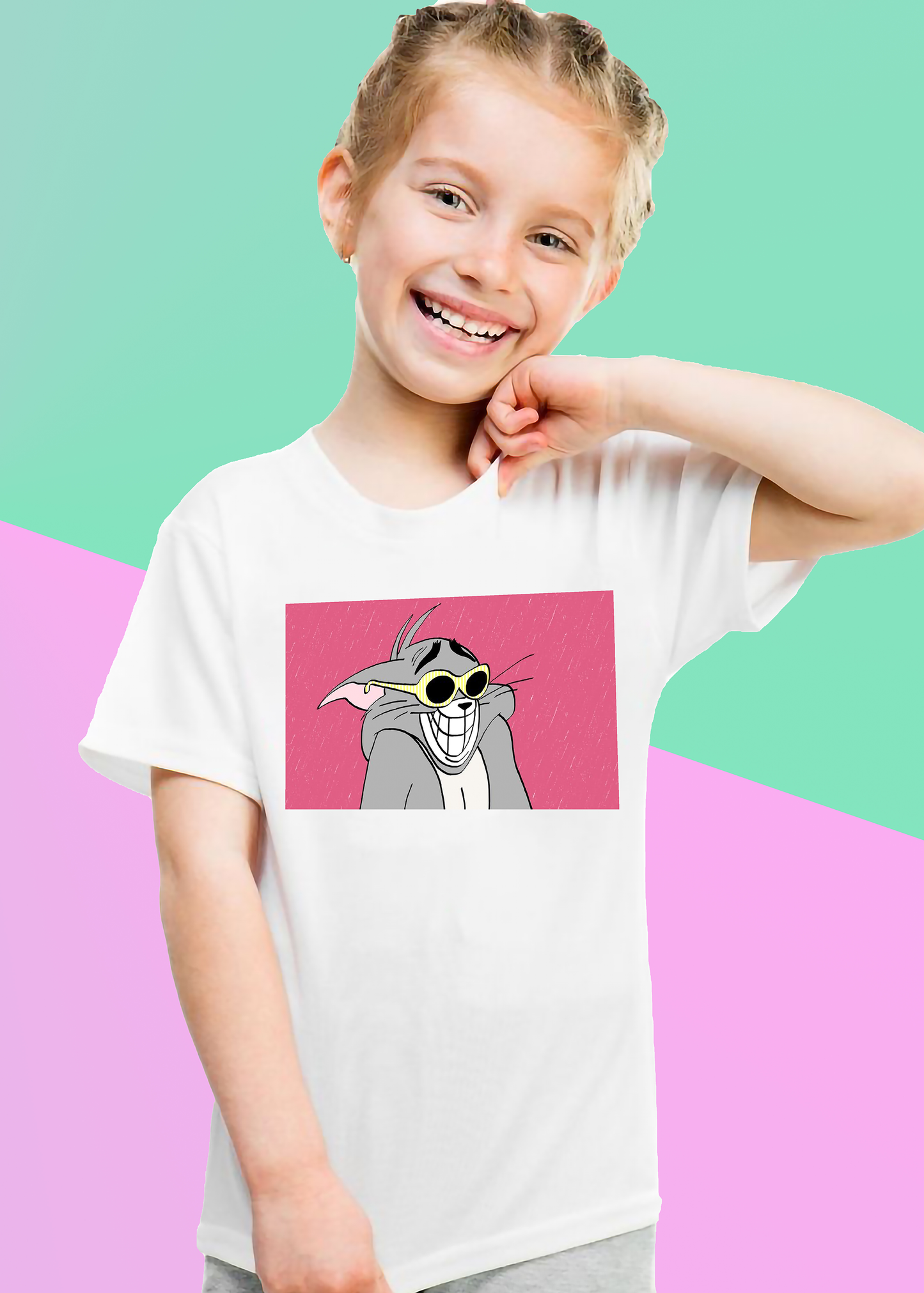 VLAM Funny Tom Cartoon Tshirt For Girls