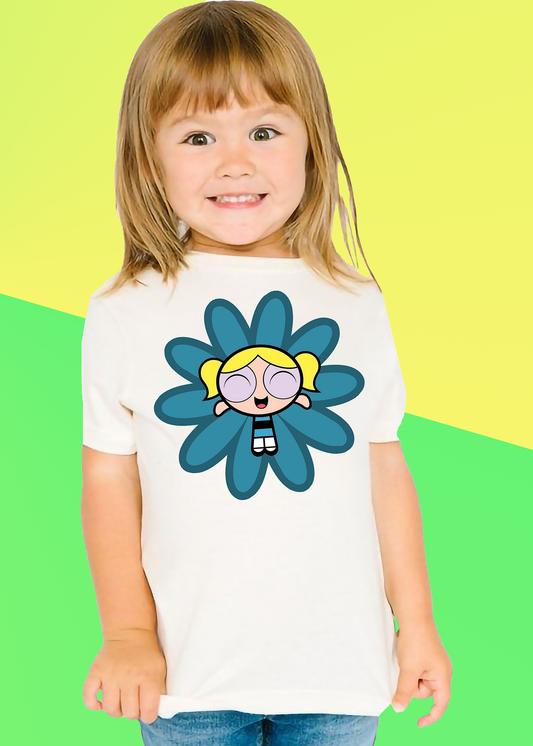 VLAM Flower Bubbles Powerpuff Print Tshirt For Girls