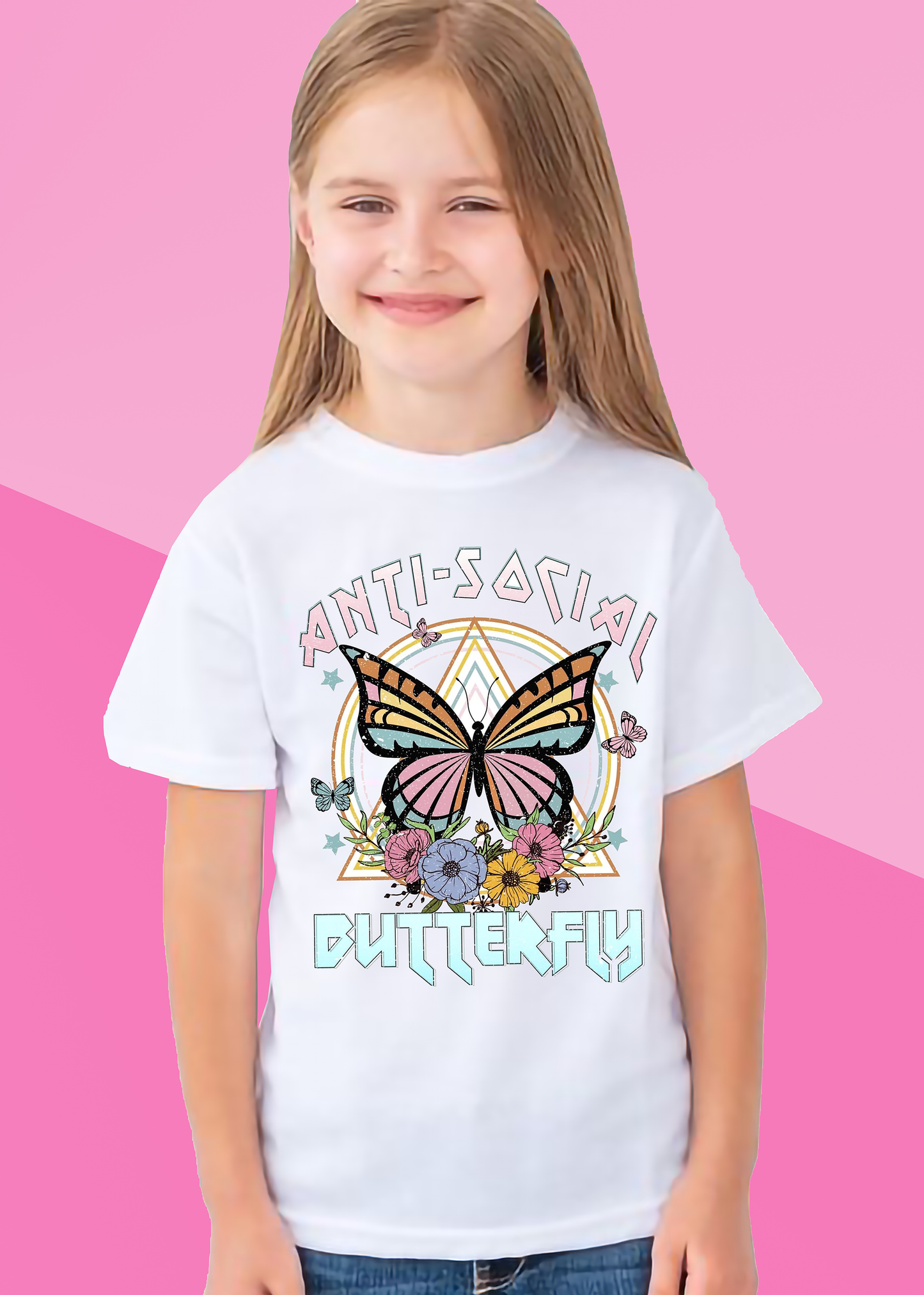 VLAM Anti Social Butterfly Printed Girls Tshirt