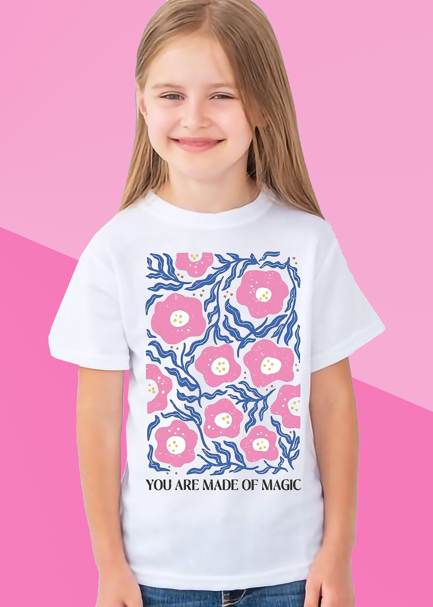 VLAM Pink Flower Art Tshirt for Girls
