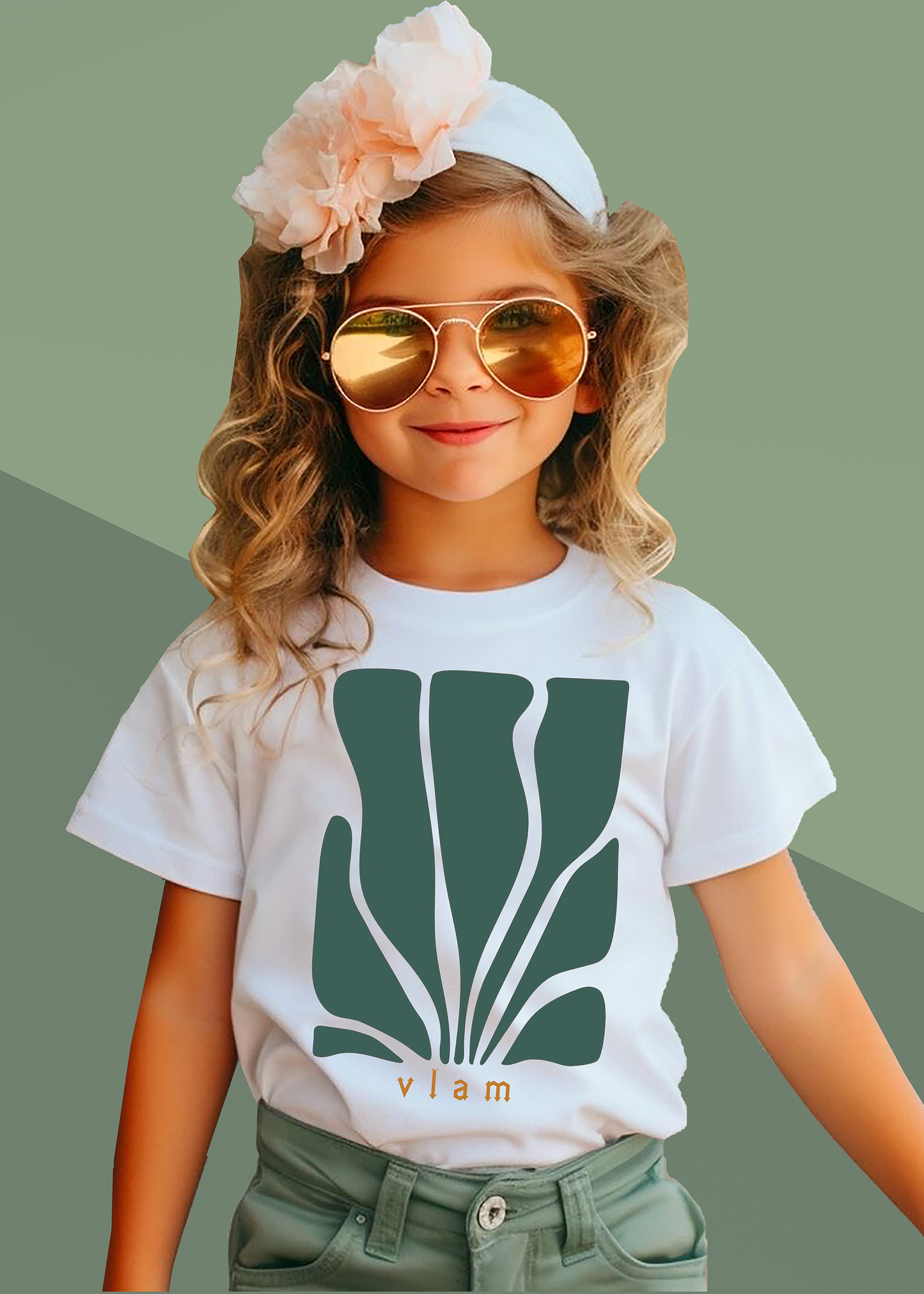 VLAM Green Aesthetic Art Tshirt for Girls