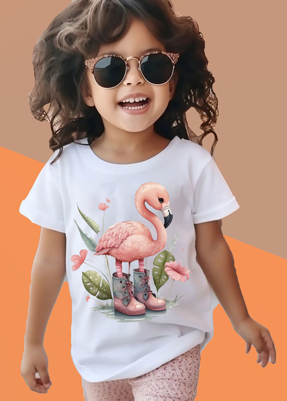 VLAM Pink Flamingo Tshirt For Girls