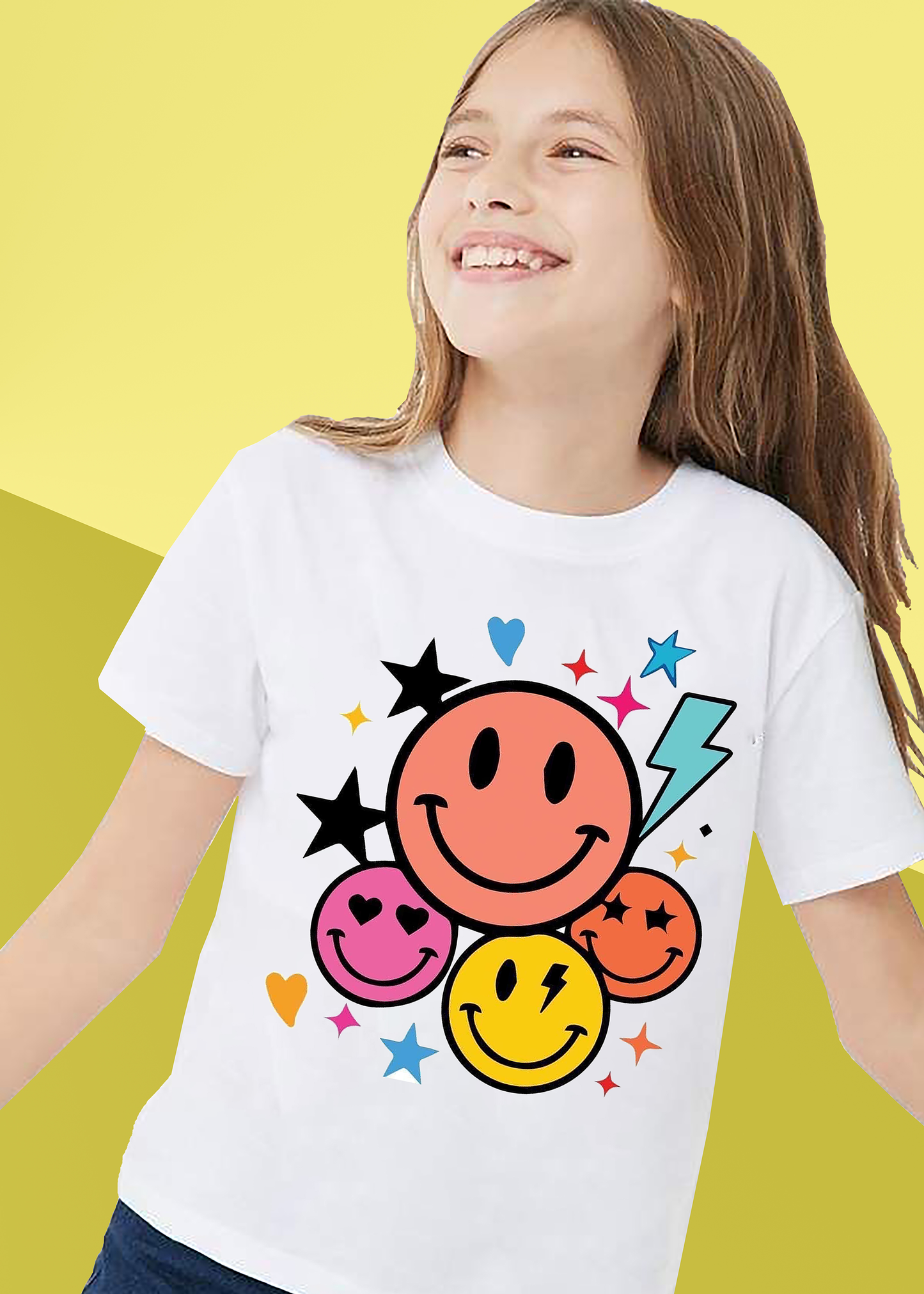 VLAM Colorful Emoji Print Tshirt For Girls