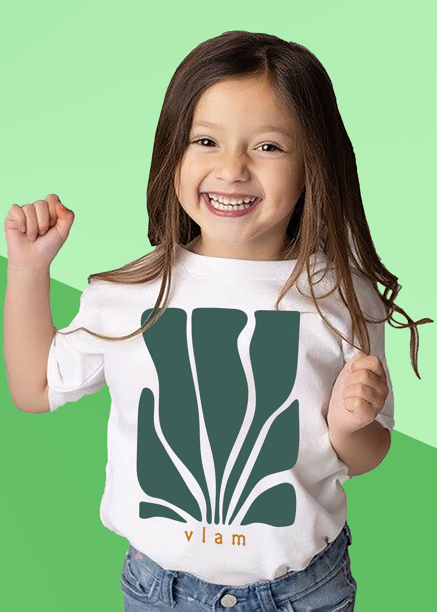 VLAM Green Aesthetic Art Tshirt for Girls