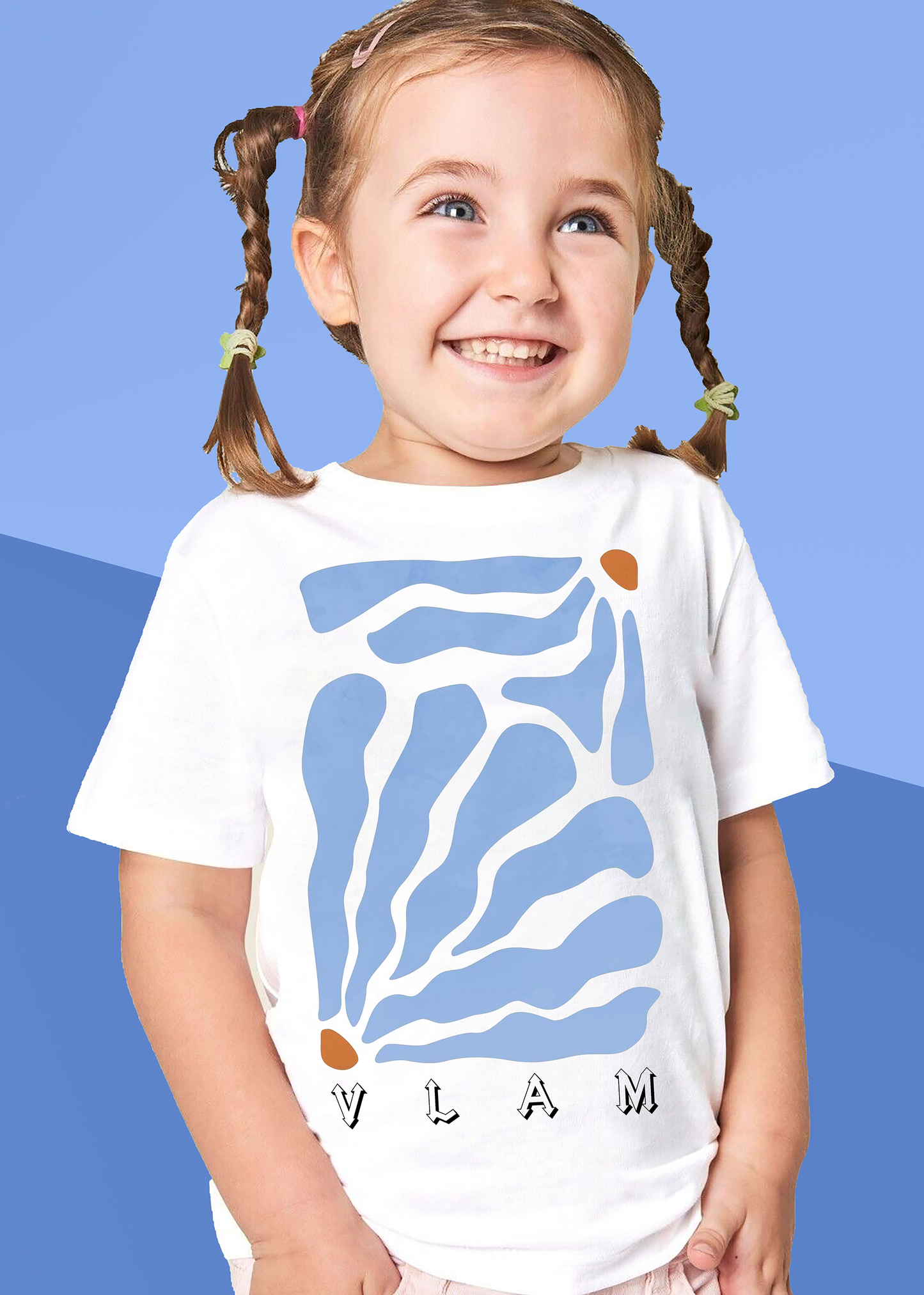 VLAM Blue Floral Art Tshirt For Girls