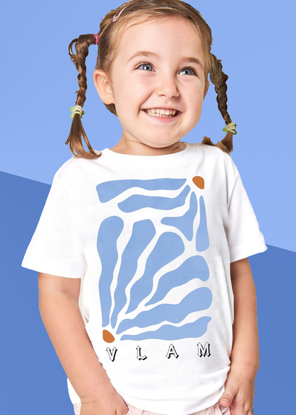 VLAM Blue Floral Art Tshirt For Girls