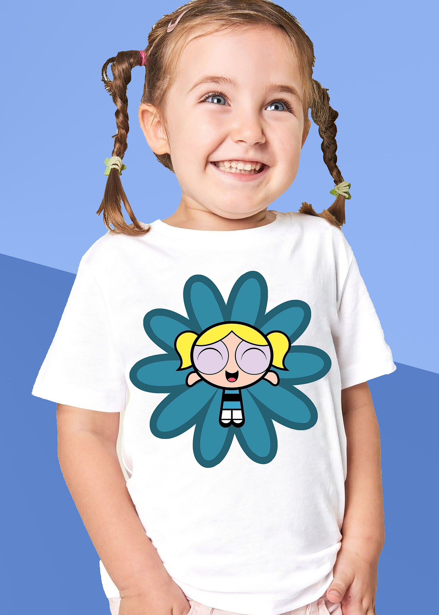 VLAM Flower Bubbles Powerpuff Print Tshirt For Girls