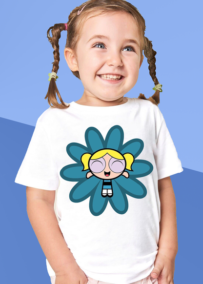 VLAM Flower Bubbles Powerpuff Print Tshirt For Girls