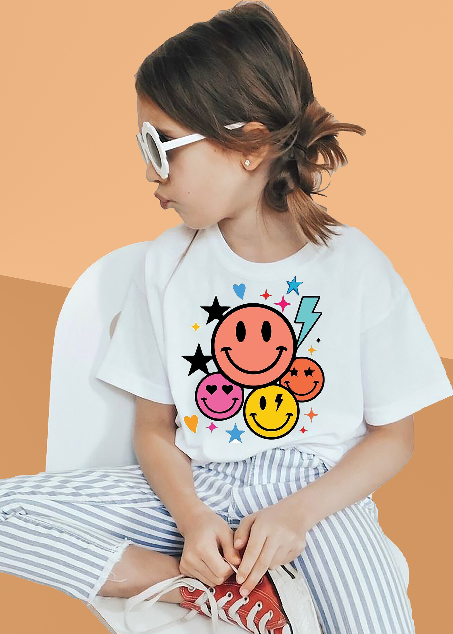 VLAM Colorful Emoji Print Tshirt For Girls