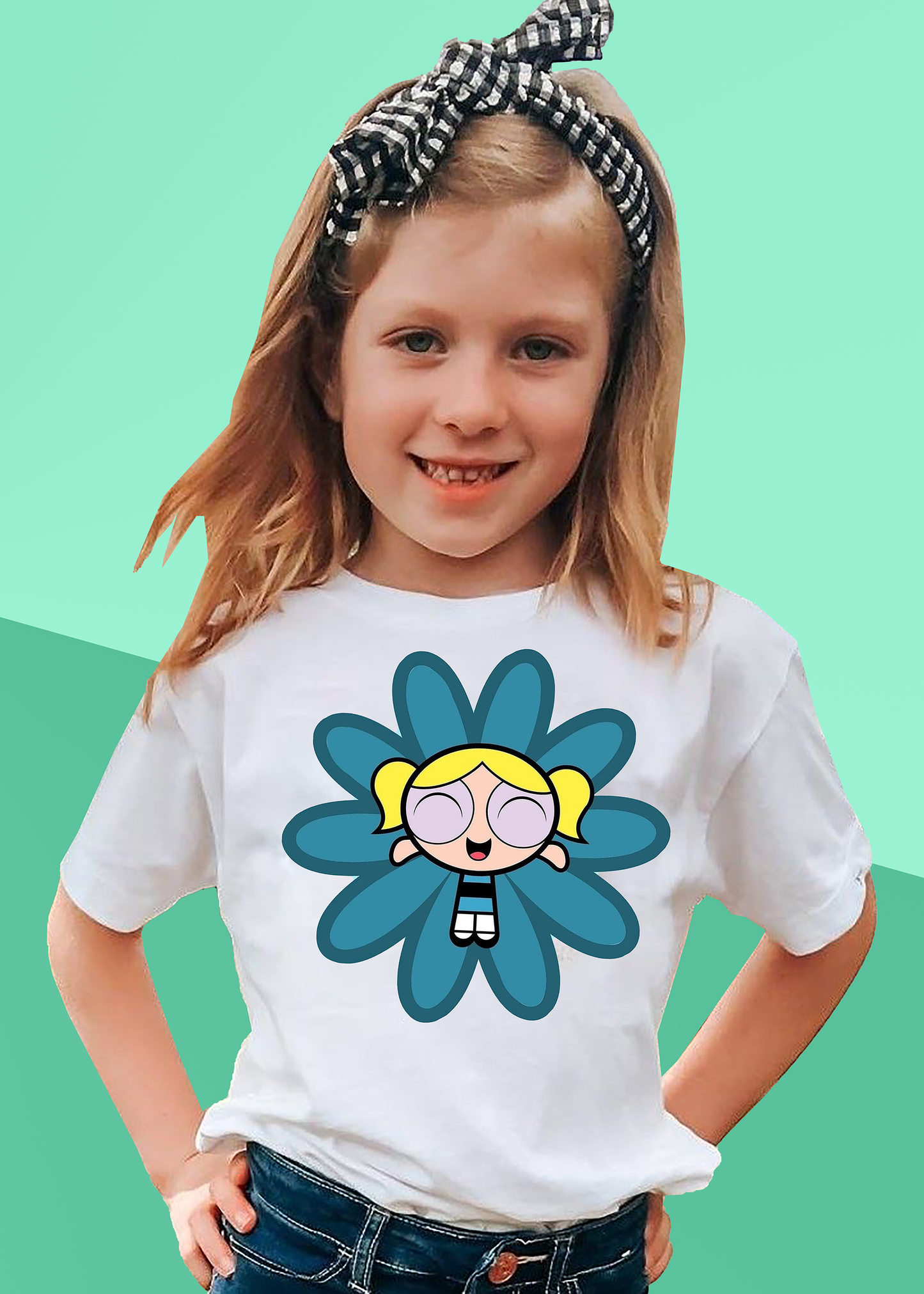 VLAM Flower Bubbles Powerpuff Print Tshirt For Girls