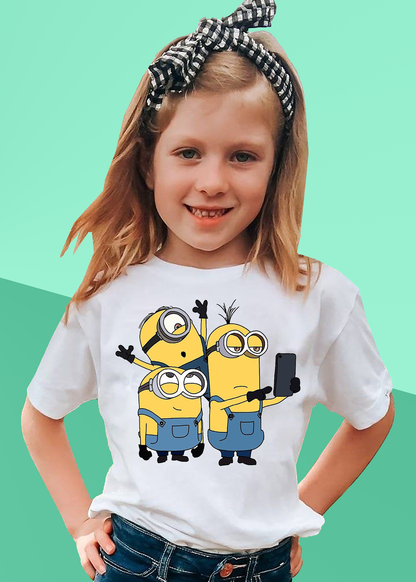 VLAM Minions Print Cartoon Tshirt For Girls