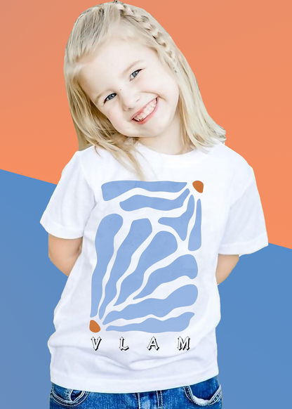 VLAM Blue Floral Art Tshirt For Girls