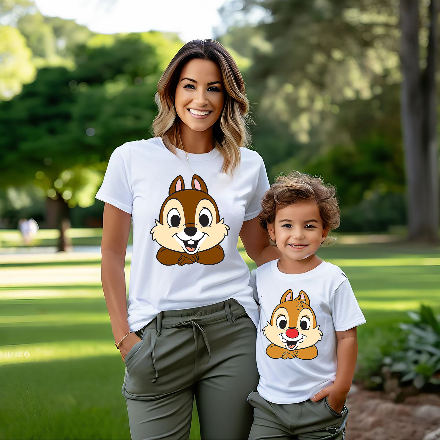 VLAM Chip and Dale Cartoon Tshirt For Mom and Son