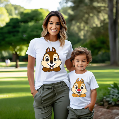 VLAM Chip and Dale Cartoon Tshirt For Mom and Son