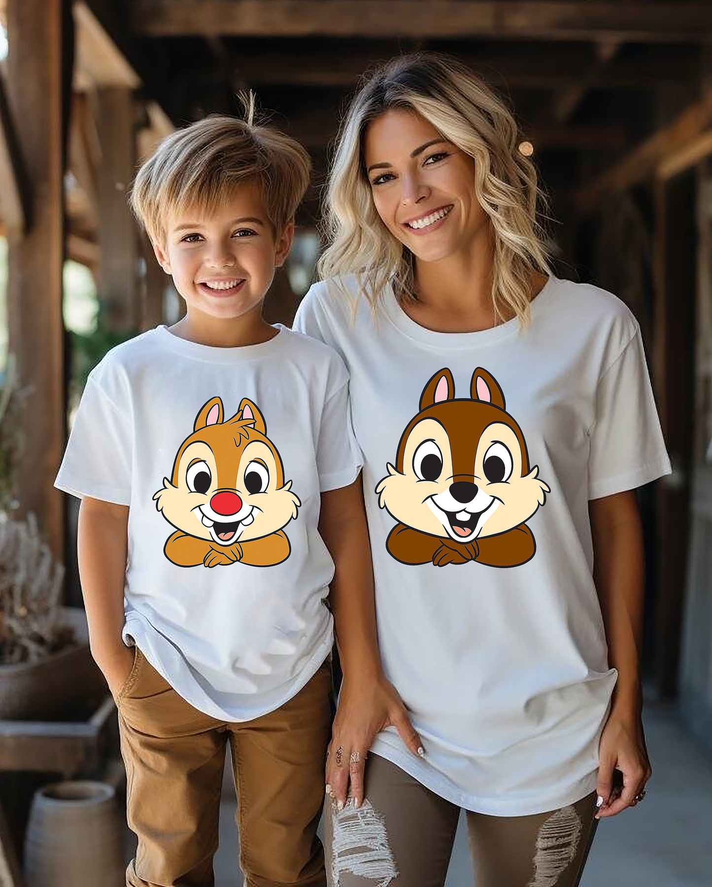 VLAM Chip and Dale Cartoon Tshirt For Mom and Son